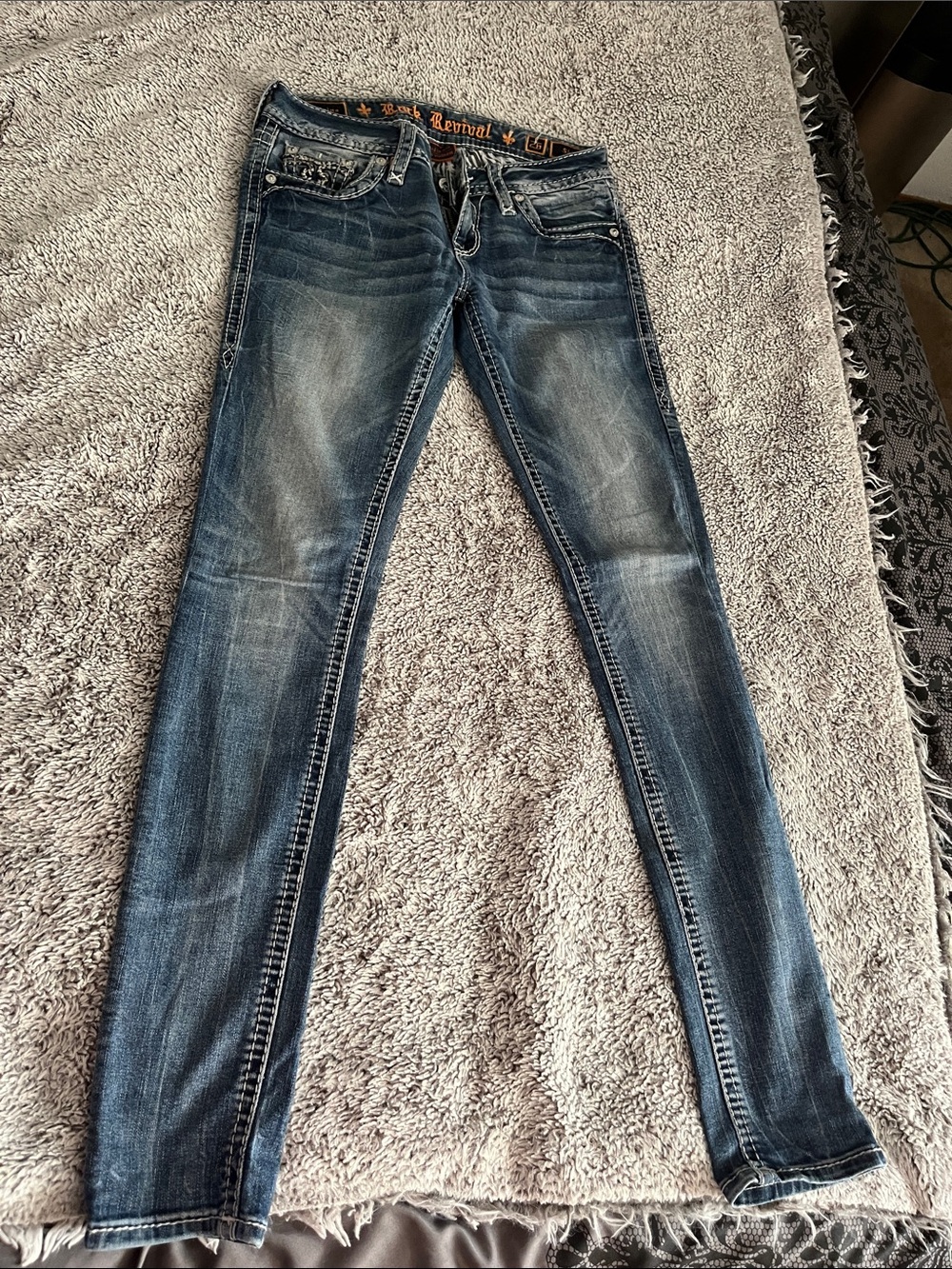 Rock Revival Women's Skinny Jeans - Washed Blue